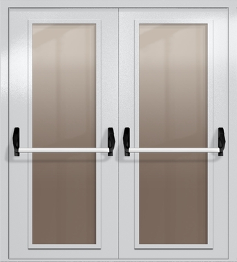 Двупольная дверь eiw-60 с максимальными стеклами и ручками «антипаника» (цвет светло-серый RAL 7047)