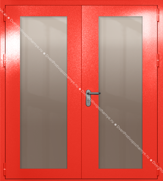 Двупольная дверь eiw-60 с максимальными стеклами (цвет красный RAL 3020)