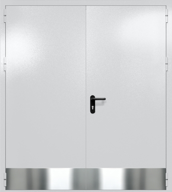 Двупольная глухая дверь ei-60 с отбойниками (цвет светло-серый RAL 7047) Двупольная глухая дверь ei-60 с отбойниками (цвет светло-серый RAL 7047)