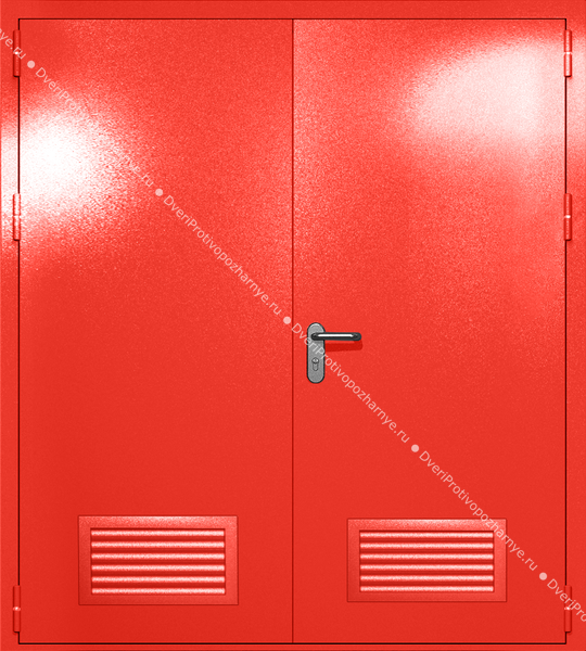 Двупольная глухая дверь ei-60 с вентиляцией (цвет красный RAL 3020) Двупольная глухая дверь ei-60 с вентиляцией (цвет красный RAL 3020)
