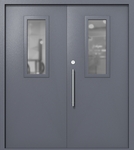 Двупольная техническая дверь со стеклами 700x300 (цвет темно-серый RAL 7015)