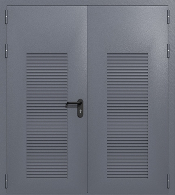 Двупольная глухая техническая дверь с вентиляцией (цвет темно-серый RAL 7015)
