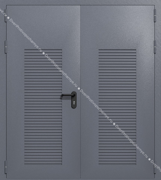 Двупольная глухая техническая дверь с вентиляцией (цвет темно-серый RAL 7015) Двупольная глухая техническая дверь с вентиляцией (цвет темно-серый RAL 7015)