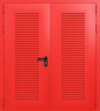 Двупольная глухая техническая дверь с вентиляцией (цвет красный RAL 3020)