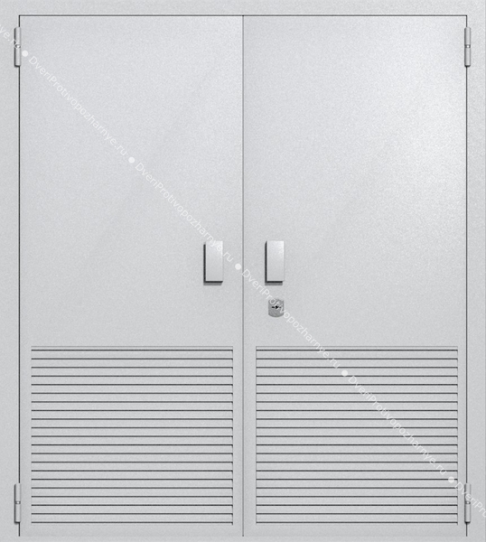 Двупольная глухая техническая дверь с вентиляцией (цвет светло-серый RAL 7047)