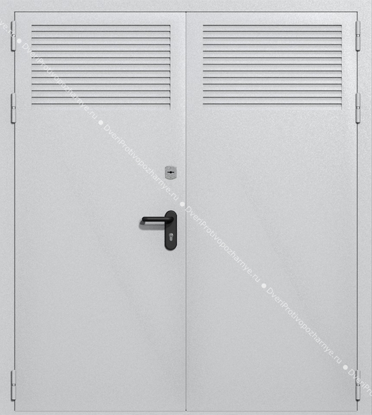 Двупольная глухая техническая дверь с вентиляцией (цвет светло-серый RAL 7047) Двупольная глухая техническая дверь с вентиляцией (цвет светло-серый RAL 7047)