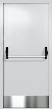 Однопольная глухая дверь ei-60 с отбойником и ручкой «антипаника» (цвет светло-серый RAL 7047)