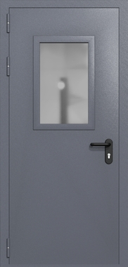 Однопольная дверь ei-60 со стеклом 600x400 (цвет темно-серый RAL 7015) Однопольная дверь ei-60 со стеклом 600x400 (цвет темно-серый RAL 7015)