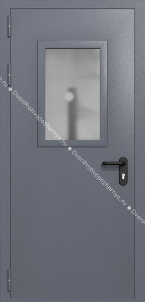 Однопольная дверь ei-60 со стеклом 600x400 (цвет темно-серый RAL 7015) Однопольная дверь ei-60 со стеклом 600x400 (цвет темно-серый RAL 7015)