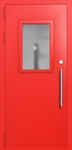 Однопольная техническая дверь со стеклом 600x400 (цвет красный RAL 3020)
