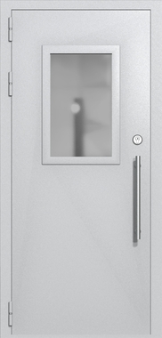 Однопольная техническая дверь со стеклом 600x400 (цвет светло-серый RAL 7047)