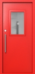 Однопольная техническая дверь со стеклом 600x400 (цвет красный RAL 3020)