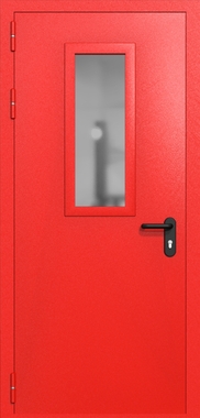 Однопольная дверь ei-60 со стеклом 700x300 (цвет красный RAL 3020) Однопольная дверь ei-60 со стеклом 700x300 (цвет красный RAL 3020)