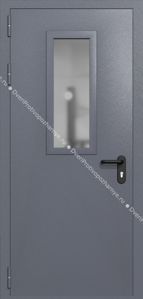 Однопольная дверь ei-60 со стеклом 700x300 (цвет темно-серый RAL 7015) Однопольная дверь ei-60 со стеклом 700x300 (цвет темно-серый RAL 7015)