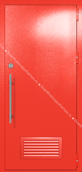 Однопольная глухая техническая дверь с вентиляцией (цвет красный RAL 3020)
