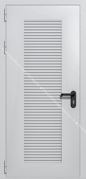 Однопольная глухая техническая дверь с вентиляцией (цвет светло-серый RAL 7047) Однопольная глухая техническая дверь с вентиляцией (цвет светло-серый RAL 7047)