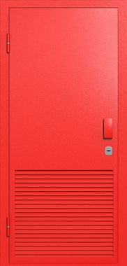 Однопольная глухая техническая дверь с вентиляцией (цвет красный RAL 3020)