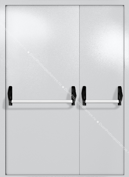 Полуторапольная глухая дверь ei-60 с ручками «антипаника» (цвет светло-серый RAL 7047)