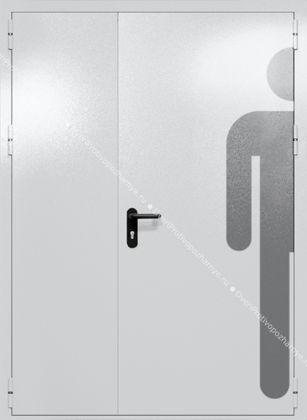 Полуторапольная глухая дверь ei-60 с обозначением санузла (цвет светло-серый RAL 7047) Полуторапольная глухая дверь ei-60 с обозначением санузла (цвет светло-серый RAL 7047)