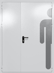 Полуторапольная глухая дверь ei-60 с обозначением санузла (цвет светло-серый RAL 7047)