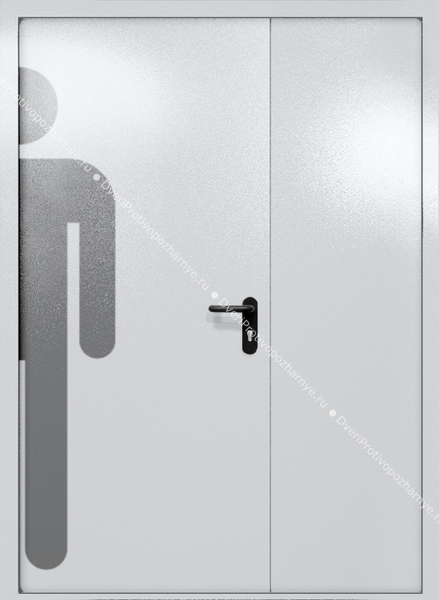 Полуторапольная глухая дверь ei-60 с обозначением санузла (цвет светло-серый RAL 7047) Полуторапольная глухая дверь ei-60 с обозначением санузла (цвет светло-серый RAL 7047)