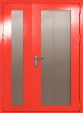 Полуторапольная дверь eiw-60 с максимальными стеклами (цвет красный RAL 3020) Полуторапольная дверь eiw-60 с максимальными стеклами (цвет красный RAL 3020)