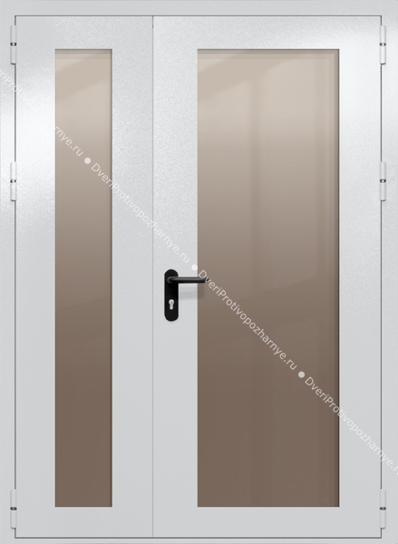 Полуторапольная дверь eiw-60 с максимальными стеклами (цвет светло-серый RAL 7047)