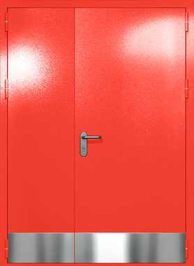 Полуторапольная глухая дверь ei-60 с отбойниками (цвет красный RAL 3020)