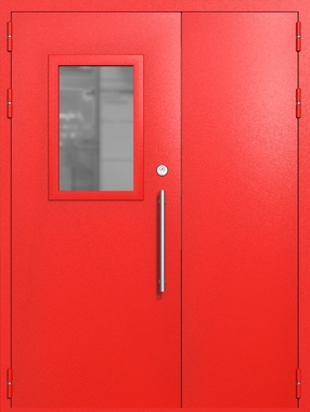 Полуторапольная техническая дверь со стеклом 600x400 (цвет красный RAL 3020) Полуторапольная техническая дверь со стеклом 600x400 (цвет красный RAL 3020)