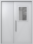 Полуторапольная техническая дверь со стеклом 600x400 (цвет светло-серый RAL 7047)