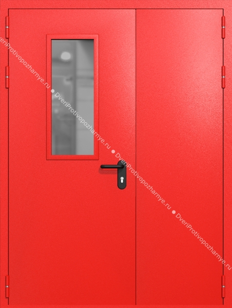 Полуторапольная дверь ei-60 со стеклом 700x300 (цвет красный RAL 3020) Полуторапольная дверь ei-60 со стеклом 700x300 (цвет красный RAL 3020)