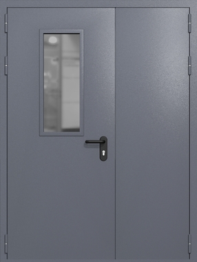 Полуторапольная дверь ei-60 со стеклом 700x300 (цвет темно-серый RAL 7015)