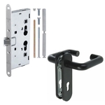 Однопольная дверь ei-60 со стеклом 600x400 и ручками хром (цвет светло-серый RAL 7047)