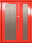 Полуторапольная техническая дверь с максимальными стеклами (цвет красный RAL 3020)