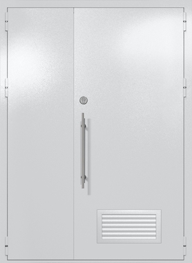 Полуторапольная глухая техническая дверь с вентиляцией (цвет светло-серый RAL 7047)