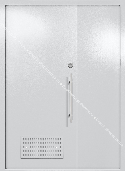 Полуторапольная глухая техническая дверь с вентиляцией (цвет светло-серый RAL 7047)