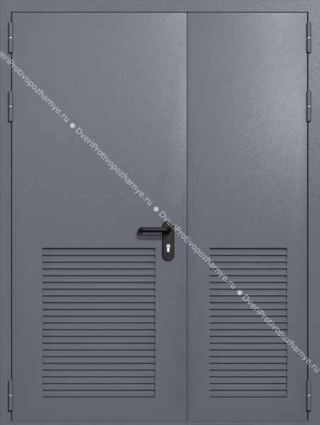 Полуторапольная глухая техническая дверь с вентиляцией (цвет темно-серый RAL 7015)