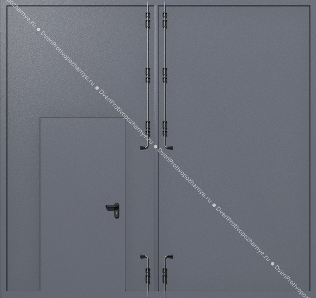 Распашные крупногабаритные ворота ei-60 с калиткой (цвет темно-серый RAL 7015)