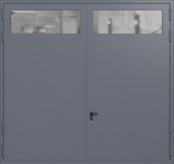 Распашные крупногабаритные ворота ei-60 с остеклением (цвет темно-серый RAL 7015)