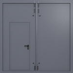 Распашные ворота ei-60 с калиткой (цвет темно-серый RAL 7015)